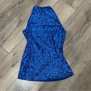 Blue Sequin Party Club Top XXL